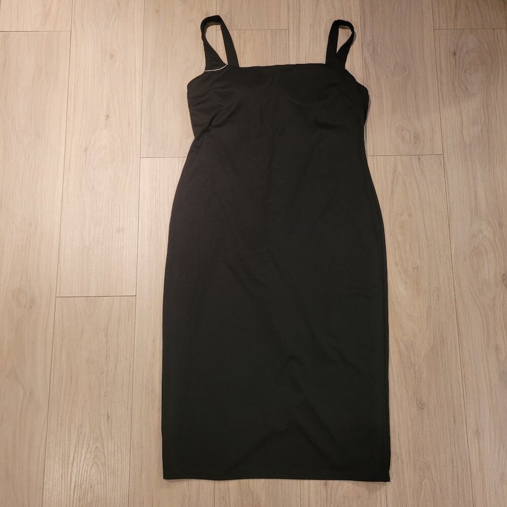 Classic Black Midi Dress with Slim Straps